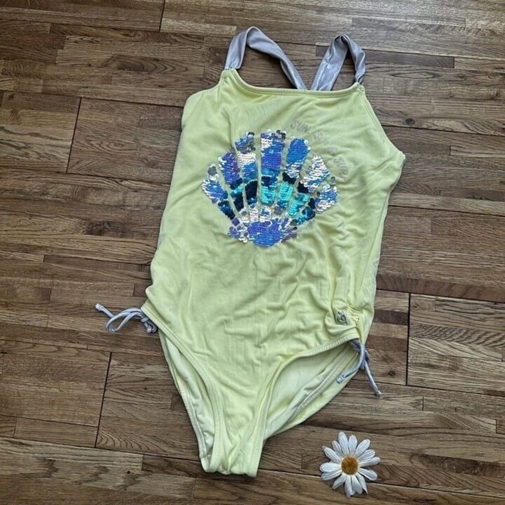 Cat and jack flip sequin mermaid, one piece swimsuit, size 14